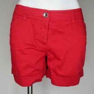 White House Black Market Red Chino Cuffed Nautical Shorts 5" Women's 6
